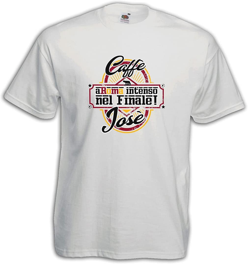 Settantallora - T-Shirt Maglietta caffè Josè - Aroma Intenso nel Finale!Omaggia i Colori giallorossi per l'EuropaLeague - immagine 12