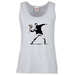 Canottiera Donna - J102 Street Art Banksy Lancio mazzo di fiori