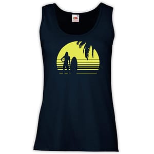 Canottiera Donna - J127 Silhouettes Girl Woman Surf Beach Sun Palm Island