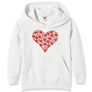 Felpa Cappuccio Bambino- J147 Cuore Heart Amore Love San Valentino