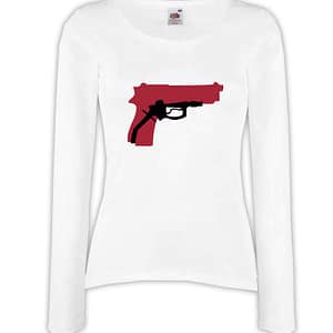 T-shirt manica lunga donna - J129 Pistola Gun Arma da fuoco Grilletto Proiettile