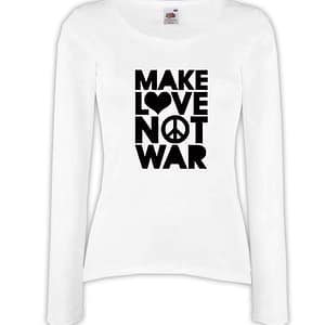 T-shirt manica lunga donna - J133 Make love Make Love not War, Peace