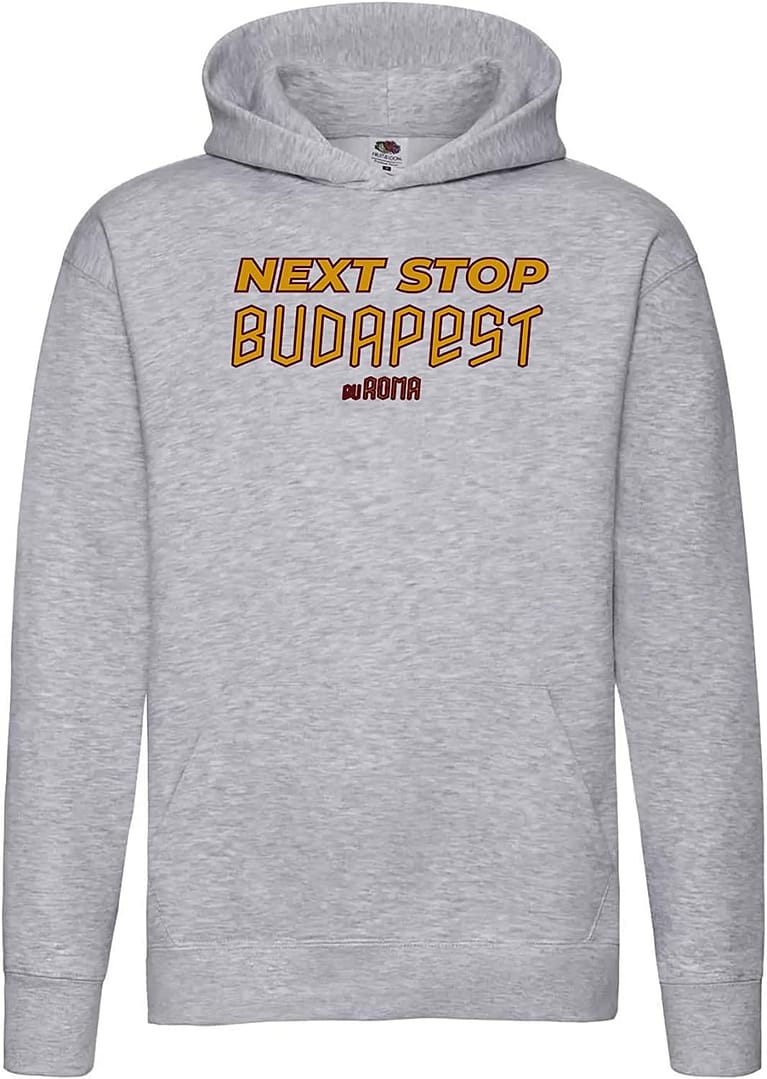 Settantallora - Felpa Cappuccio Uomo T-Shirt celebrativa Finale Europa League Roma. Maglia Next Stop Budapest euROMA per Veri - immagine 16