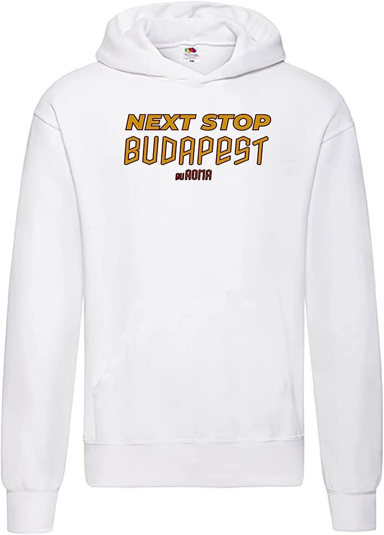 Settantallora - Felpa Cappuccio Uomo T-Shirt celebrativa Finale Europa League Roma. Maglia Next Stop Budapest euROMA per Veri - immagine 12