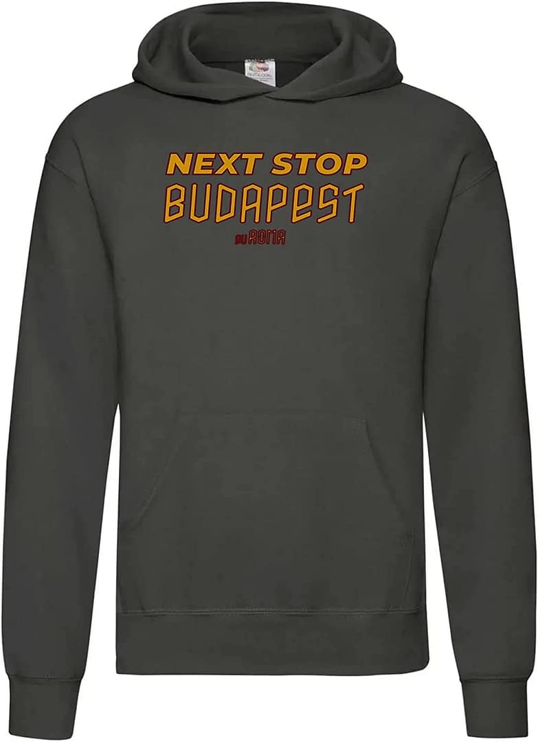 Settantallora - Felpa Cappuccio Uomo T-Shirt celebrativa Finale Europa League Roma. Maglia Next Stop Budapest euROMA per Veri - immagine 24
