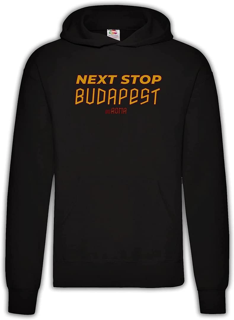 Settantallora - Felpa Cappuccio Uomo T-Shirt celebrativa Finale Europa League Roma. Maglia Next Stop Budapest euROMA per Veri