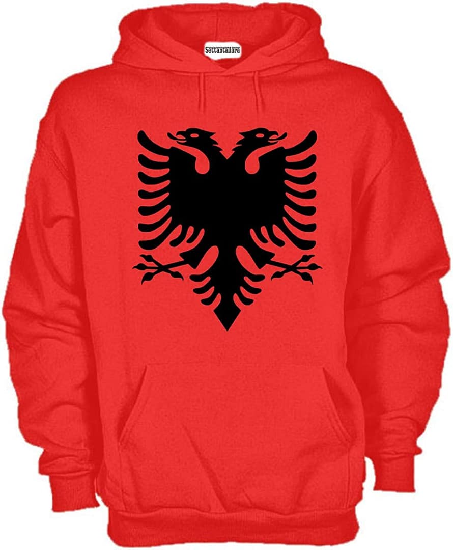 Settantallora - Felpa Cappuccio Uomo Albania Bandiera Rossa Kosovo 1 Settantallora - Felpa Cappuccio Uomo Albania Bandiera Rossa Kosovo