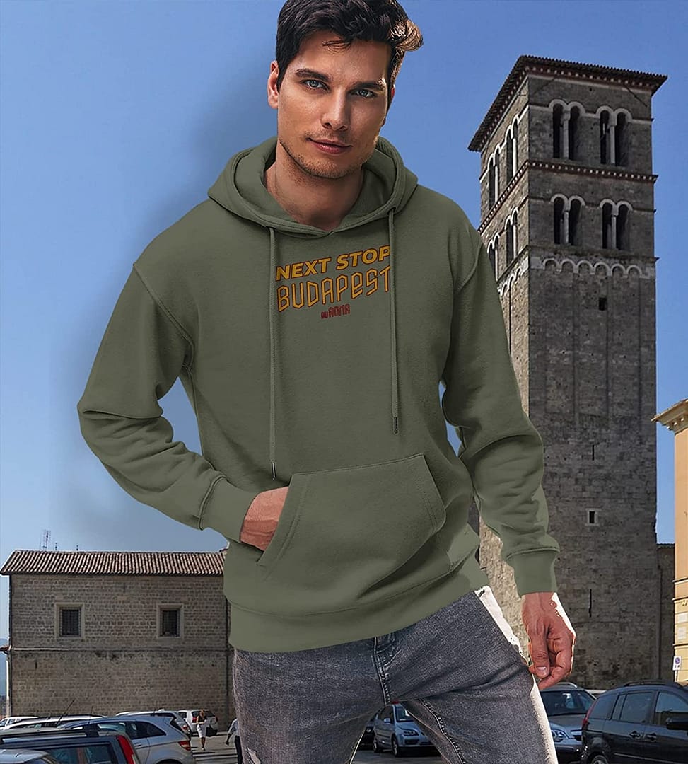 Settantallora - Felpa Cappuccio Uomo T-Shirt celebrativa Finale Europa League Roma. Maglia Next Stop Budapest euROMA per Veri - immagine 21