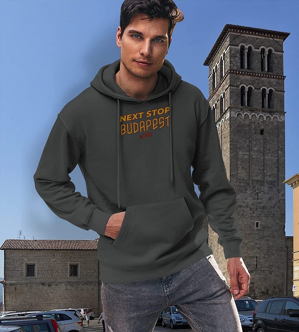 Settantallora - Felpa Cappuccio Uomo T-Shirt celebrativa Finale Europa League Roma. Maglia Next Stop Budapest euROMA per Veri - immagine 25