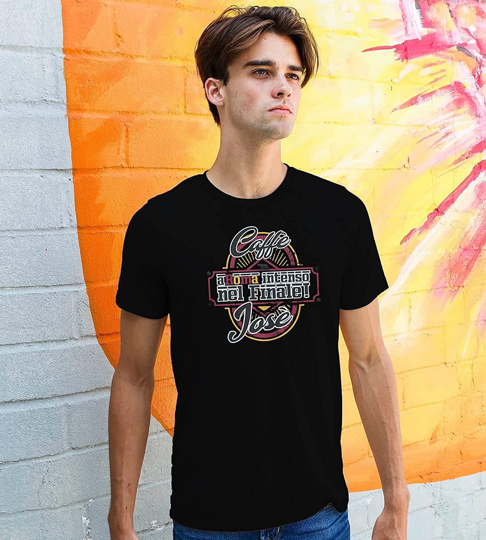 Settantallora - T-Shirt Maglietta caffè Josè - Aroma Intenso nel Finale!Omaggia i Colori giallorossi per l'EuropaLeague - immagine 2