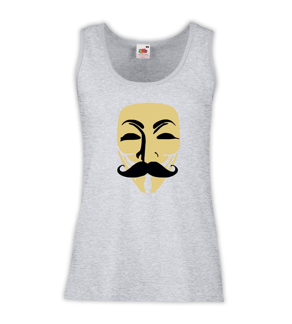 Canottiera Donna - J107 Moustaches Baffi Funny Maschera di Guy Fawkes Ironic 1 Canottiera Donna - J107 Moustaches Baffi Funny Maschera di Guy Fawkes Ironic