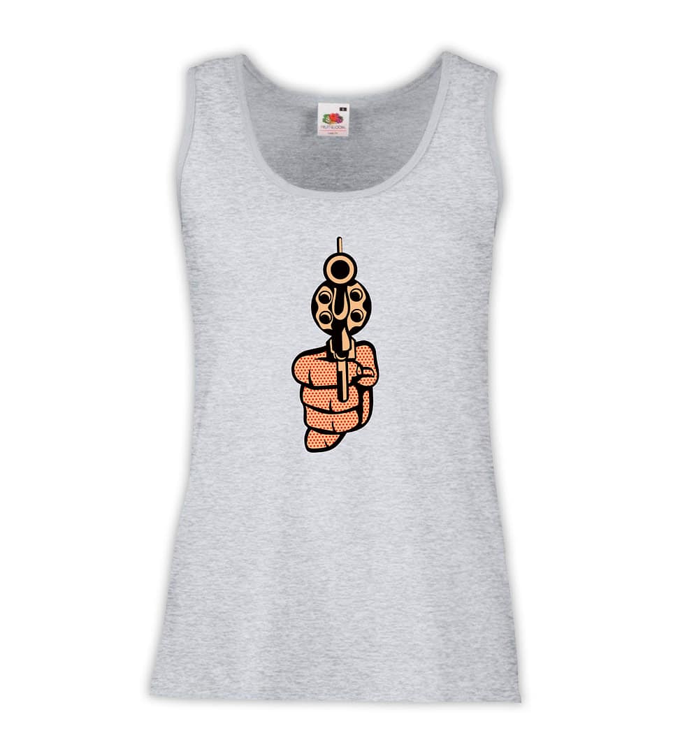 Canottiera Donna - J131 Pistola puntata Mira Armi Proiettile Gun Death