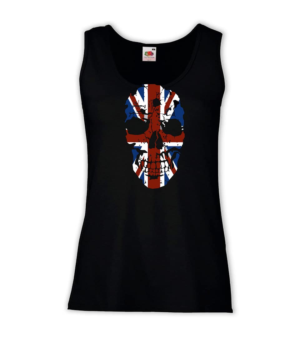 Canottiera Donna - J17 Teschio Bandiera britannica Skull UK flag