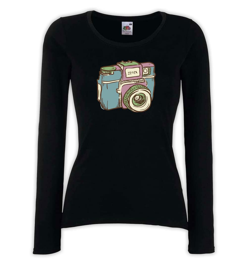 T-shirt manica lunga donna - J120 Macchina Fotografica Photograph Click Scatto