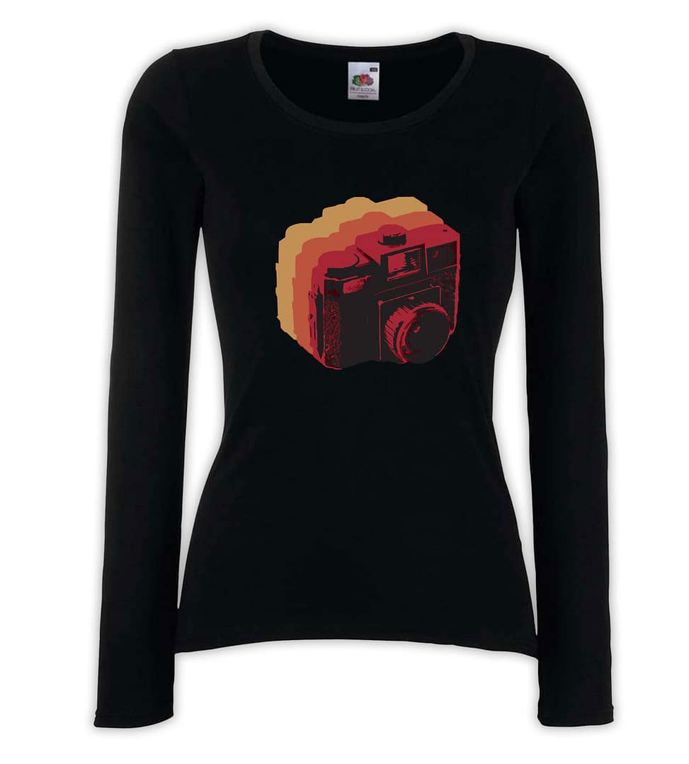 T-shirt manica lunga donna - J123 Macchina Fotografica Foto retrò Love Photograph