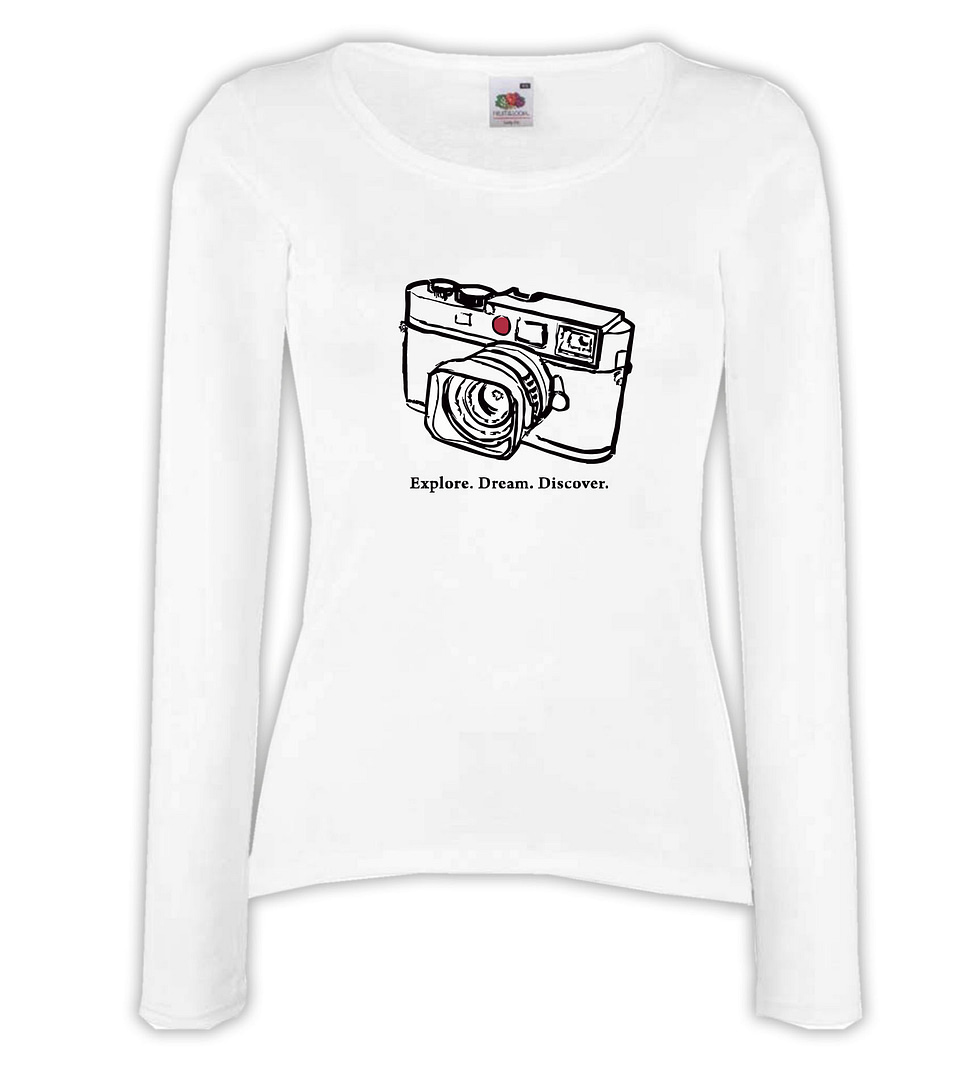 T-shirt manica lunga donna - J125 Explore Dream Discover Macchina Fotografica Foto