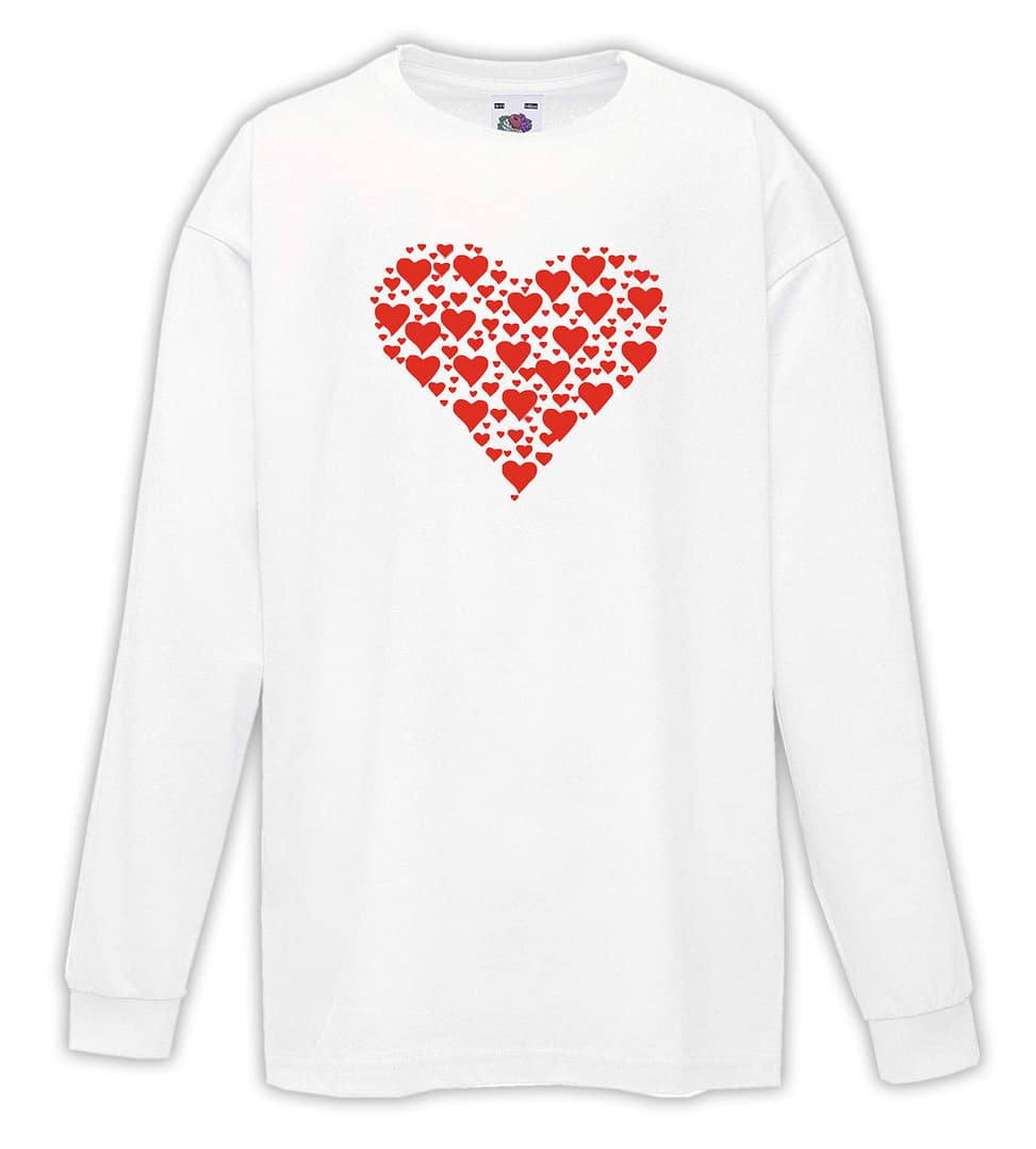 T-shirt manica lunga bambino- J147 Cuore Heart Amore Love San Valentino
