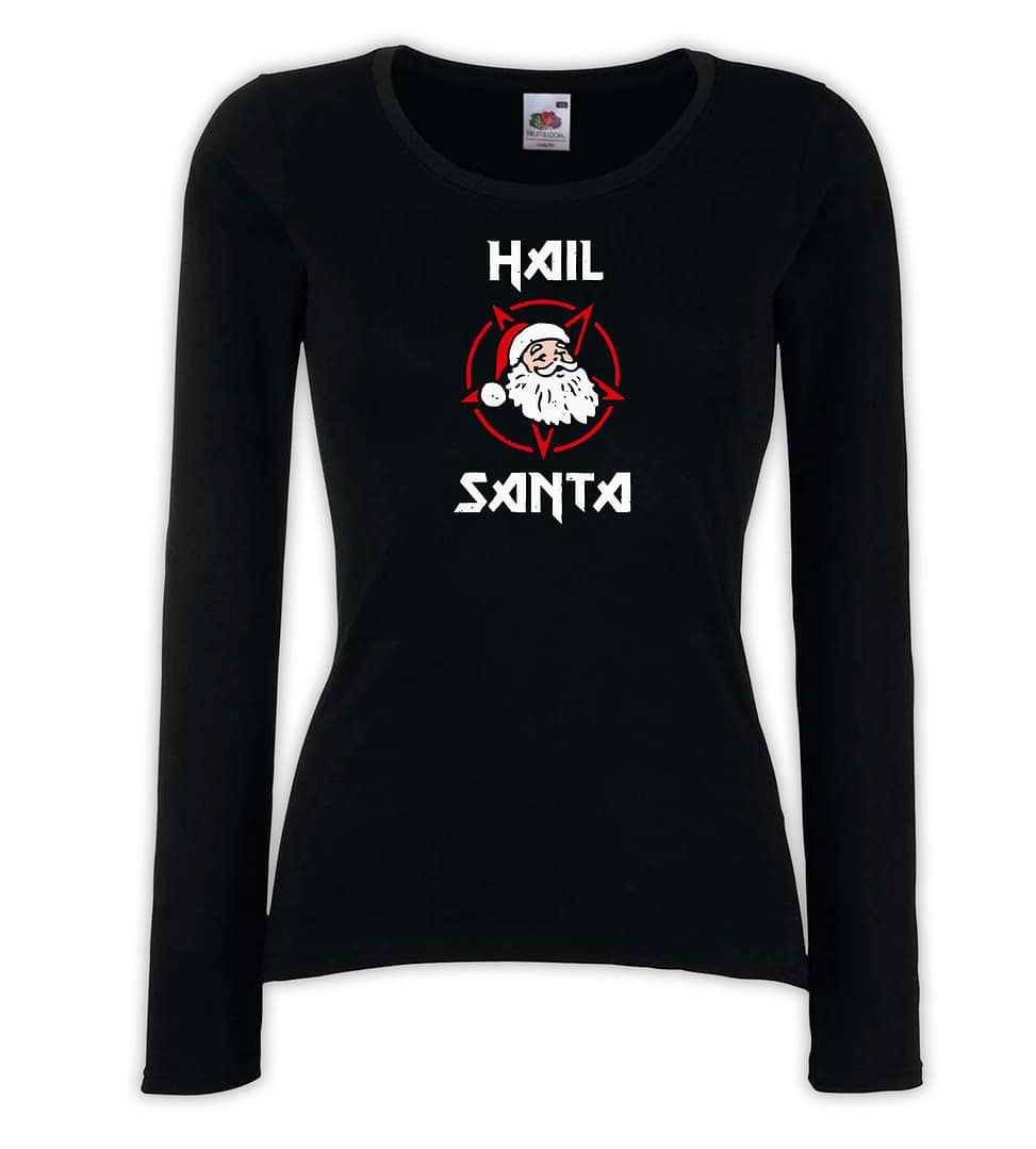 T-shirt donna manica lunga - Hail Santa Heavy Metal Inspired