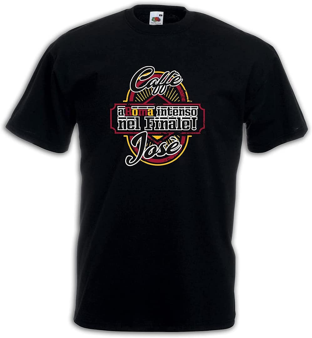 Settantallora - T-Shirt Maglietta caffè Josè - Aroma Intenso nel Finale!Omaggia i Colori giallorossi per l'EuropaLeague
